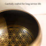 Ammoon Tibetan Meditation Singing Bowl Set with Mallet &amp; Cushion Flower of Life Pattern Buddhist Music Therapy Chanting Bowl