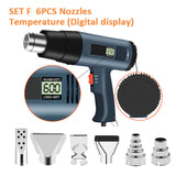 220V 2000W Advanced Hot Air Gun Temperatures Adjustable Digtal Display With 6pc Nozzles Electric Heat Gun
