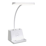 Desk Lamp With Wireless Charger, White Gooseneck Desktop Lamp, Study Lamps For Bedrooms -Desk Lights For Home Office