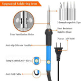 Handskit 60W 110V/220V Electric Soldering Iron Kit with Adjustable Temperature Welding Iron Electronic Repair Tool
