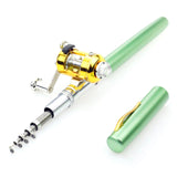 Portable Pocket Telescopic Mini Fishing Rod Pole Pen Shape Folded Fishing Rod With Reel Wheel For Outdoor River Lake Fishing