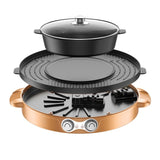 220V Electric Hot Pot 2 In 1 Multifunctional Hotpot Barbecue Grill Pan Pot Hot Pot Roasting Pan Double Separation