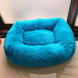 Cozy Plush Calming Pet Dog Bed Basket Square Cat Nest Hondenmand Soft Winter Warm Sleeping Mat House for Small Medium Large Dogs