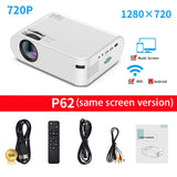 P62 Home Theater LED USB Video Beamer For Mobile Phone Mini Projector Android 4500 Lumens 1920*1080P Supported Miracast