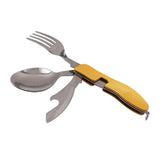 4 In 1 Outdoor Tableware Set Camping Cooking Supplies Stainless Steel Spoon Folding Pocket Kits Home Picnic Hiking Travel Tools