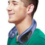 Summer Sports Fan USB Rechargeable Neckband Hanging Neck Fans 3 Speed Portable Adjustable Digital Display for Outdoor Indoor