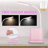 LED Desk Lamp with Pen Holder & Phone Stand, Desk Light,Table Lamp with USB Port,Press Control for Bedroom Reading