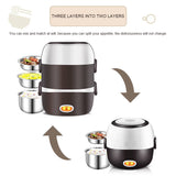 Portable Electric Heating Lunch Box Stainless Steel Food Container Thermos Office Lunch Box Food Steamer Mini Rice Cooker