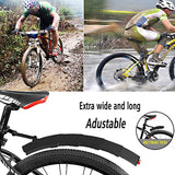 Bike Fenders,Retractable Mudguard for Road Mountain Bike, Adjustable Bike Mudguard with Flashing Tail Light