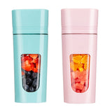 2 Pcs Portable Blender For Handmade Fruit Or Vegetable Smoothie Mini Juicer With USB Rechargeable Blue &amp; Pink
