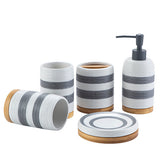 Light Luxury Bathroom Decoration Accessories Ceramic Striped Toothbrush Cup Lotion Bottle Soap Dish Household Bathroom Supplies