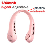1800mAh Hanging Neck Fan USB Rechargeable Summer Cooling Fans Outdoor Sports Leafless Mute Sports Fans Wearable Neckband Fan