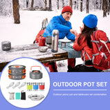 Camping Cookware Picnic Cooking Set 1 Set Outdoor Pots Pans Non-stick Tableware With Foldable Spoon Fork Knife Kettle Cup