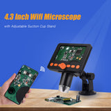 4.3 Inch 1080P Wifi Video Microscope 1000X, Microscope and Telescope with Adjustable Aluminum Alloy Stand/ 8 LED Lights