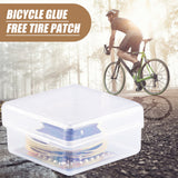 Bicycle Tire Repair Tool Kit Portable MTB Mountain Bike Glue-free Type Rubber Mend Patch with Sandpaper Storage Box