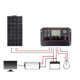DC12 /24V Auto Adapted Solar Panel Kit 1000W Solar Power Generator Grid System Power Station 50A New Black 50/60 HZ