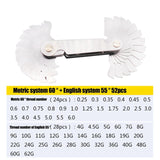 51PCS 52 PCS Set Screw Thread Pitch Cutting Gauge Tool Centre Gage Inch Metric 55/60 Degree Sliver