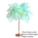 DIY Creative Feather Table Lamp Warm White Light Tree Feather Lampshade Girl LED Wedding Decorative Lights Pink White Birthday