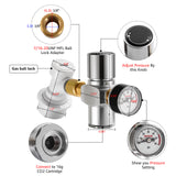 Beer Keg Charger CO2 Dispenser - Includes Keg Regulator 0-60 PSI, 7/16" Thread Adapter, Gas Ball Lock Quick Disconnect for Draft