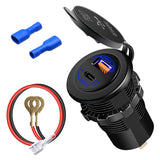 60W Car Dual USB Charger QC3.0/PD Quick Charge Waterproof with Voltmeter Switch for 12V/24V Motorcycle ATV Boat Marine RV