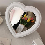 Pink Love Mirror Desktop Makeup Mirror Wall Mounted Dual-Use Vanity Mirror Girl Room Wall Decoration Heart-Shaped Hanging Mirror