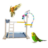 Wooden Bird Perch Stand Parrot Platform Playground Interactive Toys Cage Decor K1MF