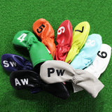 9Pcs Golf Iron Covers Perforated Colored 4 5 6 7 8 9 P A S Iron Head Cover PU Leather Waterproof Golf Club Head Covers Unisex