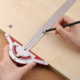 Multifunction Woodworkers Edge Rule Inch MM Woodworking Scriber Gauge Aluminum Steel Measuring Marking Framing Ruler Tool