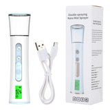 Double Spray-head Skin Analyzer Machine Nano Mist Face Sprayer Handheld Hydrating Humidifier Beauty Moisturizing Skin Tester USB