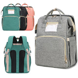 Baby Diaper Bag Foldable Bed Backpack Mommy Bag Stroller Nappy Bag Large Capacity Nursing Bag Changing Diaper Mat Bag Baby Care