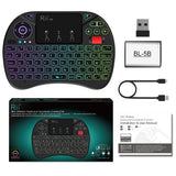 Original Rii X8 2.4GHz AZERTY Mini French Wireless Keyboard with Touchpad, changeable color LED Backlit, Li-ion Battery