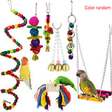 5-12Pcs Bird Cage Toys for Parrots Wood Birds Swing Hanging Chewing Bite Rack Toys Beads Shape Parrot Toy Bird Toys