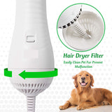 2 In 1 Dog Dryer Portable Pet Hair Dryer Comb Brush Puppy Cat Hair Comb Dog Fur Blower Pet Grooming Dryer Adjustable Temperature