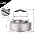 600ml / 1000ml Titanium Tea Pot Kettle Lightweight Camping Tea Kettle Coffee Pot for Home Kitchen and Outdoor Activities