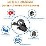 4 Pack 2in Heavy Duty Caster Wheels Polyurethane Swivel  with 360 Degree Top Plate 220lb Total Capacity for Furniture
