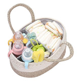 Baby Diaper Bag High Capacity Woven Portable Diaper Stackers Mummy Bag Reusable Nursery Basket Outdoor Travel Nappy Caddies