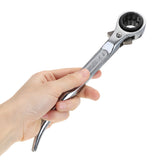 1pc 2 Way Ratchet Spanner 45#Steel Scaffold Spanner Wrench 19-21mm For Quick Fasten Remove Screws Nuts Construction Hand Tool