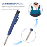 2Pcs Solid Carpenter Pencil Set For Construction With 24 Refill Leads Built-In Sharpener, Deep Hole Mechanical Pencil