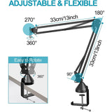 Microphone Boom,Adjustable Suspension Boom Scissors Mic Holder with Microphone Clip,for Other Mics,Games,Etc