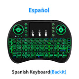 2.4Ghz Wireless Keyboard 7 color backlit i8 Mini Russian English 3 colour Air Mouse with Touchpad Remote Control Android TV Box