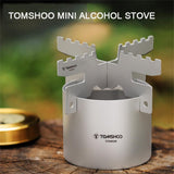 Lightweight Titanium Liquid Spirit Alcohol Stove Furnace Camping Alcohol Stove  with Cross Stand Rack for Outdoor Camping Hiking