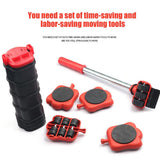 13-piece Set Furniture Moving Set Roller Slider With Lifting Lever & Extension Heavy Stuffs Transport Mover Tool Easily Carrier