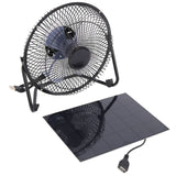 HAEGER-Black Solar Panel Powered +USB 5W metal Fan 8Inch Cooling Ventilation Car Cooling Fan for Outdoor Traveling Fishing Home