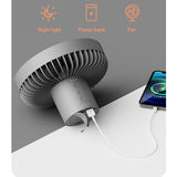 Portable Camping Fan Rechargeable Mini Fan USB Outdoor Camping Ceiling Fan With Led Light Tripod Stand Desktop Fan Gray/White