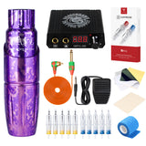 Mast Rotary Tattoo Machine Permanent Makeup  Pen Gun Set Purple Machine with LCD Mini Power Supply Needles Cartridge Tattoo Kit