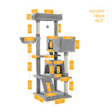 Pet Cat Climbing Tree Cat Condo Kitty Tower with Scratching Post Hammock Bed Multi Level Cat Climbing Activity Tree for Cats
