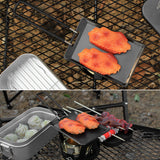 Mini BBQ Non-Stick Grill Pan with Handle Camping Grill Barbecue Tray Cheese Pan for Outdoor Camping Backpacking Picnic