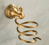 Nail Free Hair Dryer Holder Antique Brass  Bathroom Shelf Rack Washroom Accessories