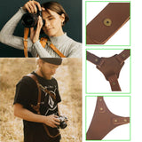 Camera Strap Leather Double Shoulder Leather Harness Strap Photography Gear for DSLR/SLR Camera