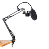 NB-35 Microphone Scissor Arm Stand and Table Mounting Clamp&amp;NW Filter Windscreen Shield &amp; Metal Mount Kit
